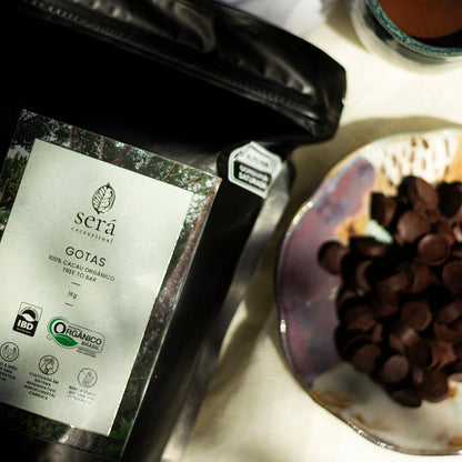 Gotas de Será Cacau 1kg — cacau 100% puro orgânico da Mata Atlântica em embalagem resselável